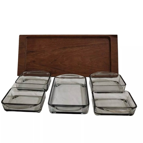 💠 6 MCM Danish Cabaret Glass Trays Bowls set vintage Denmark tinted EUC dishes - Picture 16 of 16